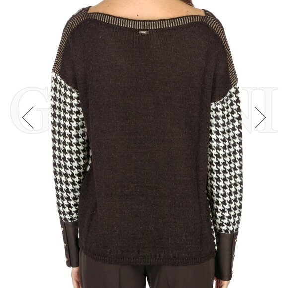 Liu Jo Black & White Houndstooth Knit Longsleeve Sweater, Pullover Size Small S - Picture 3 of 16